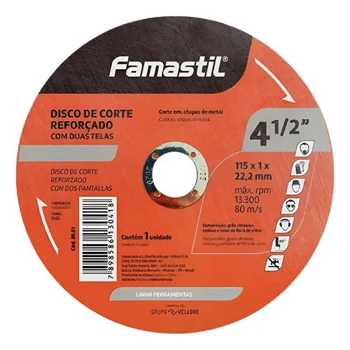 Disco de Corte Reforçado Famastil 4 1/2” – Alta Performance